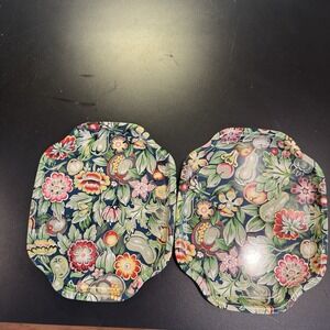 Lot of 2 ELITE Metal Decorative Snack Vanity Trays Made in England Floral